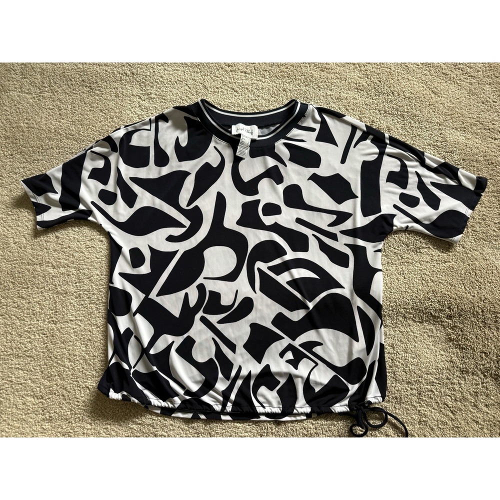 Joseph Ribkoff Abstract‎ Drawstring Top Navy And White Size 12